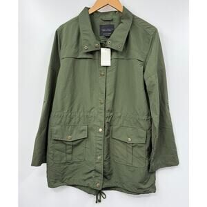 Sanctuary Jacket Trench Nylon‎ Womens Cinched Waist Olive Green Light Weight New